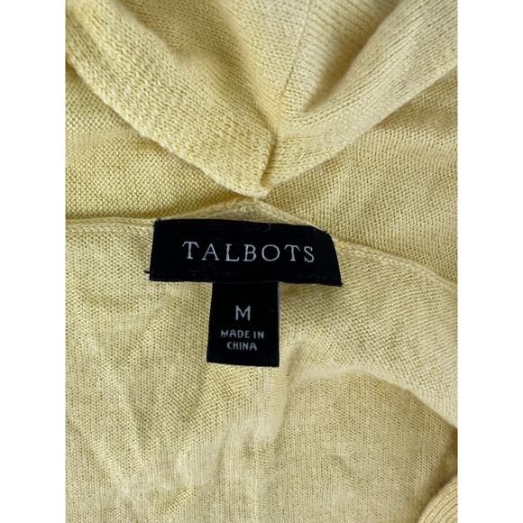 Talbots Open Cardigan Sweater Womens Medium Blue Yellow White Cottagecore Knit - Picture 4 of 7